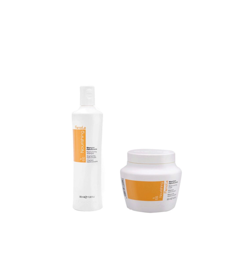 Fanola Nourishing Kit Shampoo e Maschera Ristrutturante Capelli Danneggiati